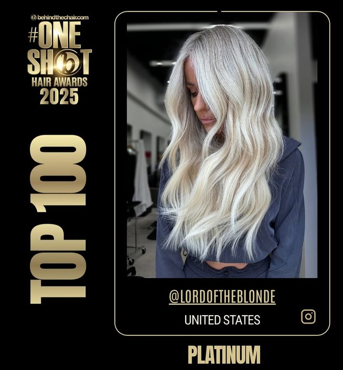 ONE SHOT Hair Awards 2025 Top 100, Platinum category, @lordoftheblonde