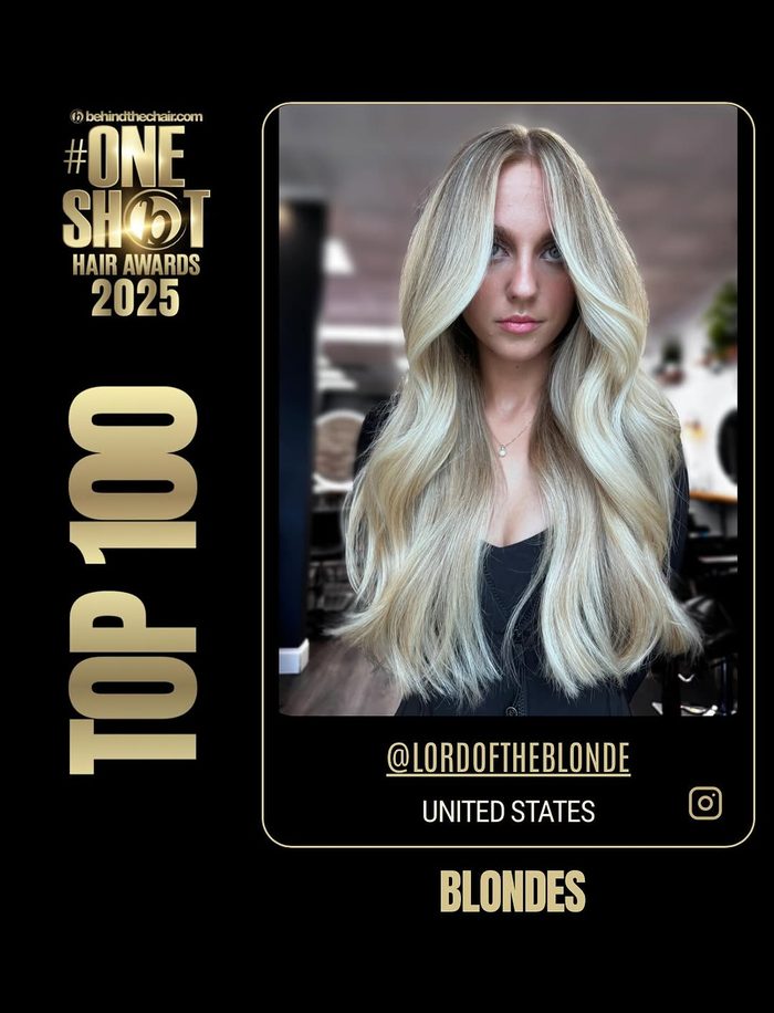 ONE SHOT Hair Awards 2025 Top 100, Blondes category, @lordoftheblonde