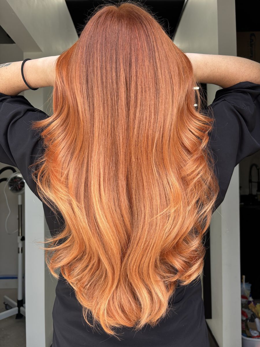 Vivid copper color transformation at Salon 80 West